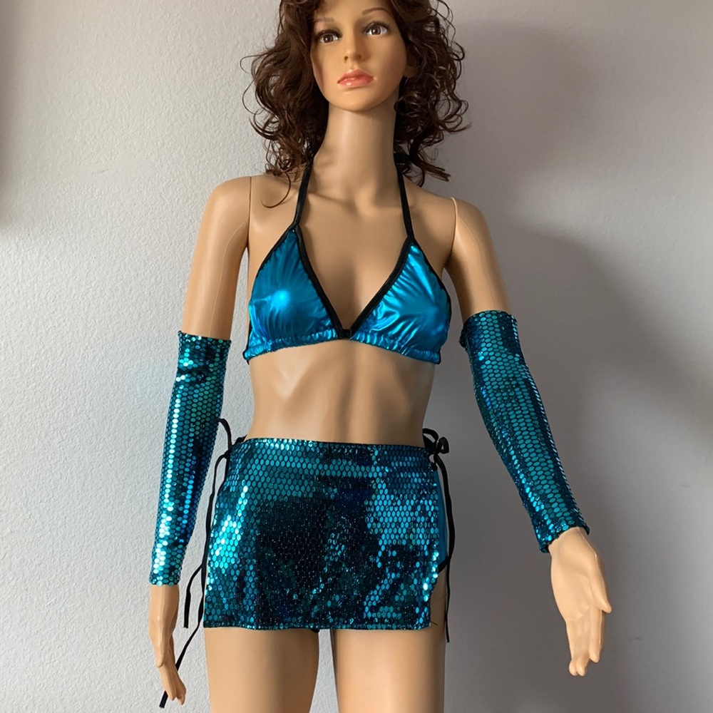 Sequin Tops,Color Blue,Size Small